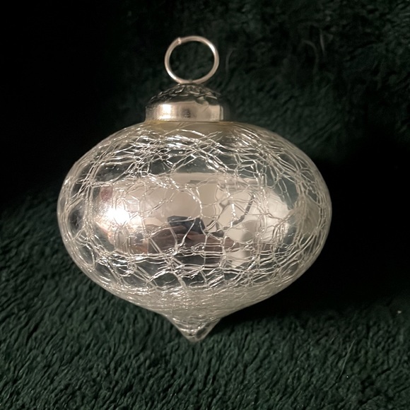 Pottery Barn Silver Glass Ornament. - Picture 3 of 3